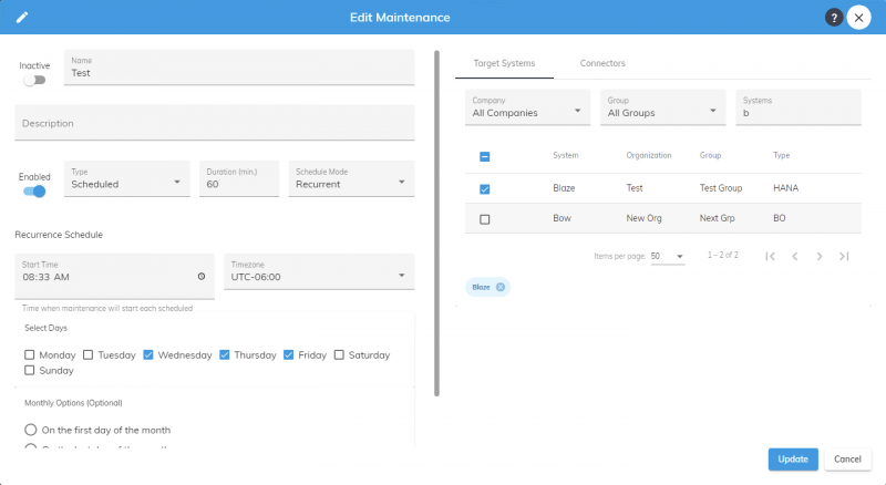 Edit Maintenance Form